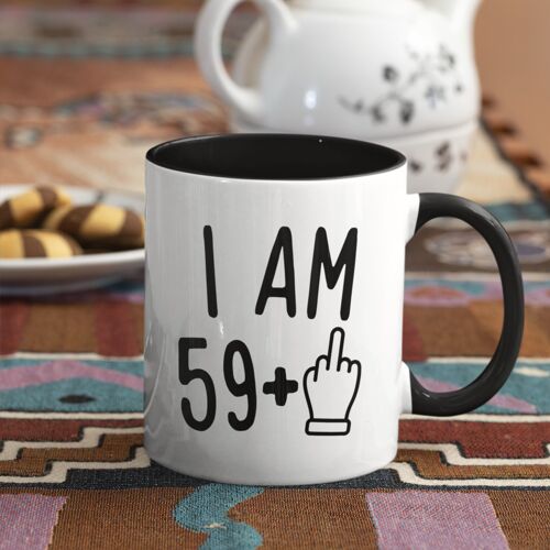 Middle Finger 60th Birthday Black Inner and Handle Mug