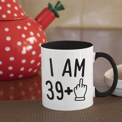 Middle Finger 40th Birthday Black Inner and Handle Mug
