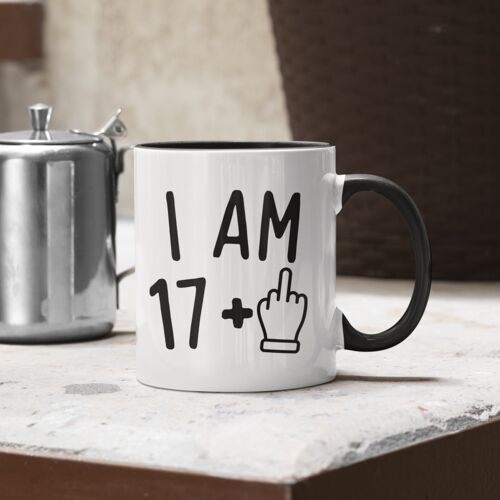 Middle Finger 18th Birthday Black Inner and Handle Mug