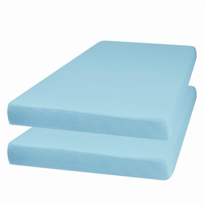 Jersey-Spannbettlaken 60x120 cm 2er Pack -bleu