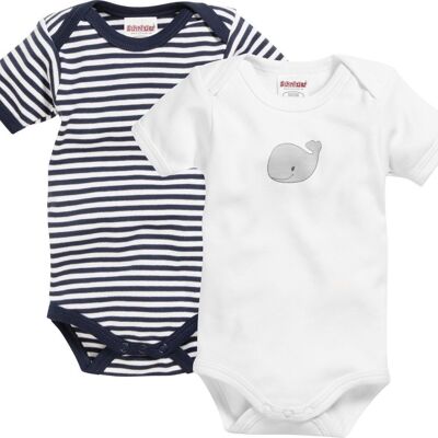 Body 1/4-arm 2-pack whale -navy/white