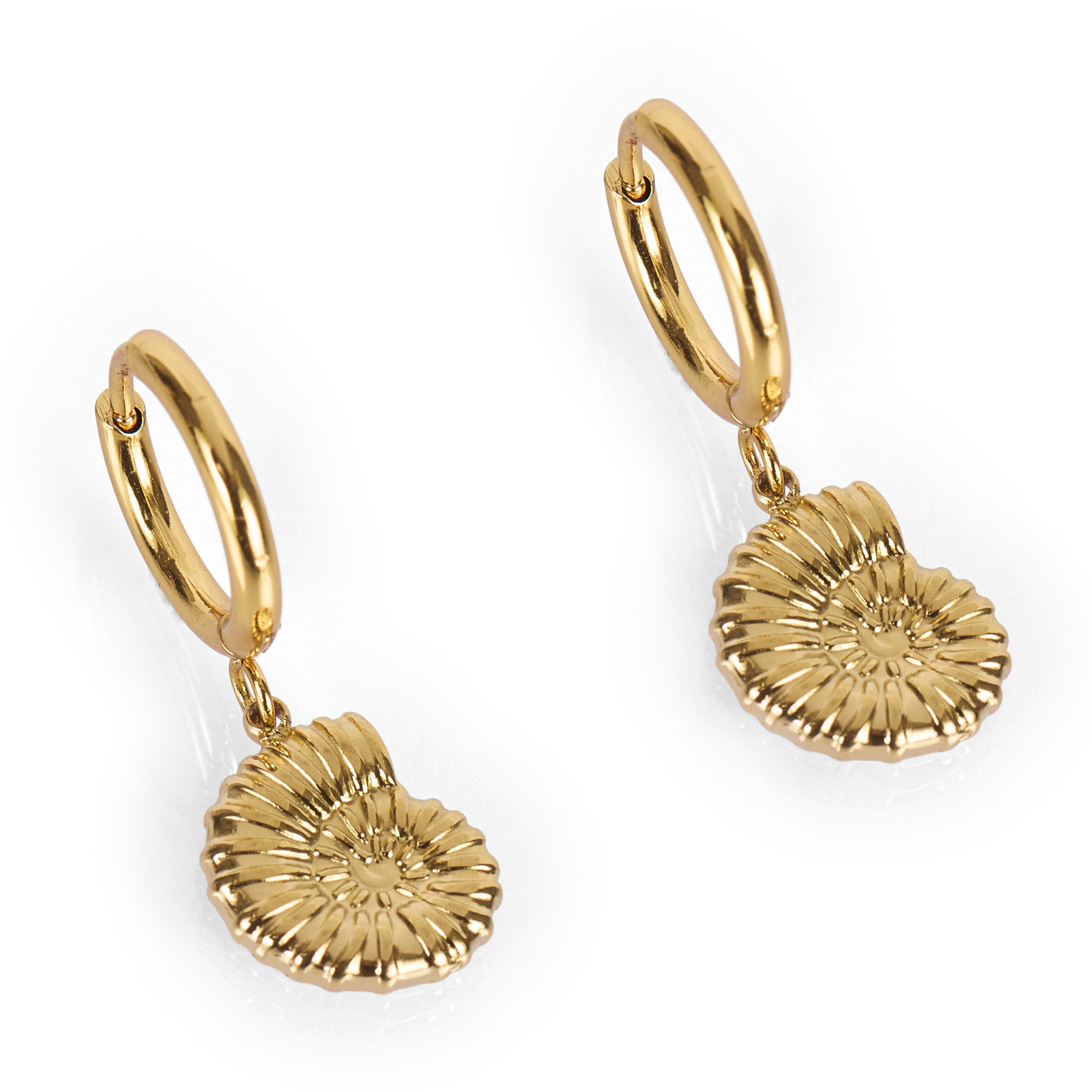 Stainless steel hoop earrings, snail motif