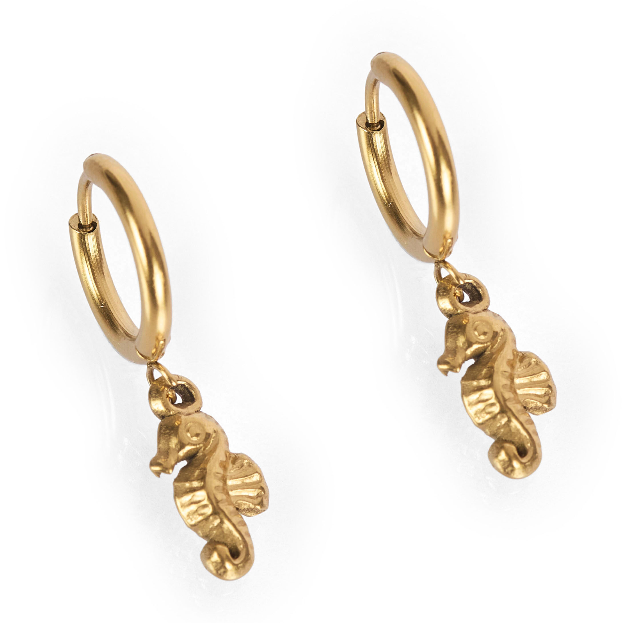 Stainless steel hoop earrings, dragon motif