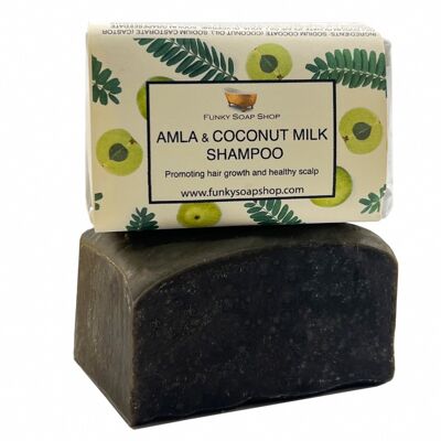 Barre de shampoing solide Amla et lait de coco, naturelle et faite à la main, env. 30g/65g
