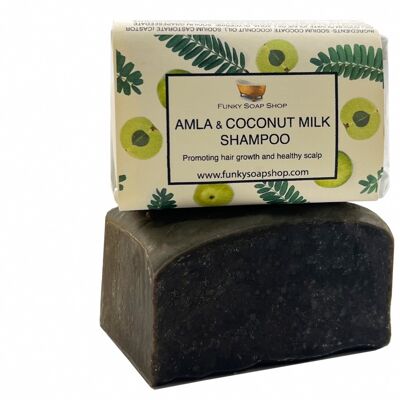 Fester Shampoo-Riegel aus Amla und Kokosmilch, natürlich und handgefertigt, ca. 30g/65g