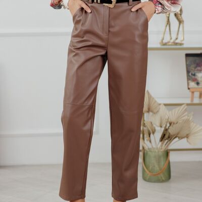 Wide-leg eco-leather pants