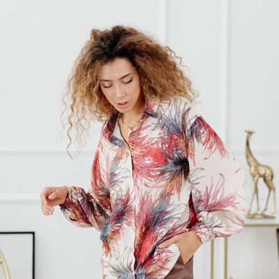 Silk blouse with voluminous sleeves