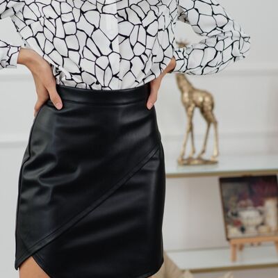 Black eco-leather mini skirt