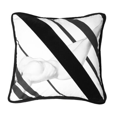 Nude Black Cotton & Velvet Cushion