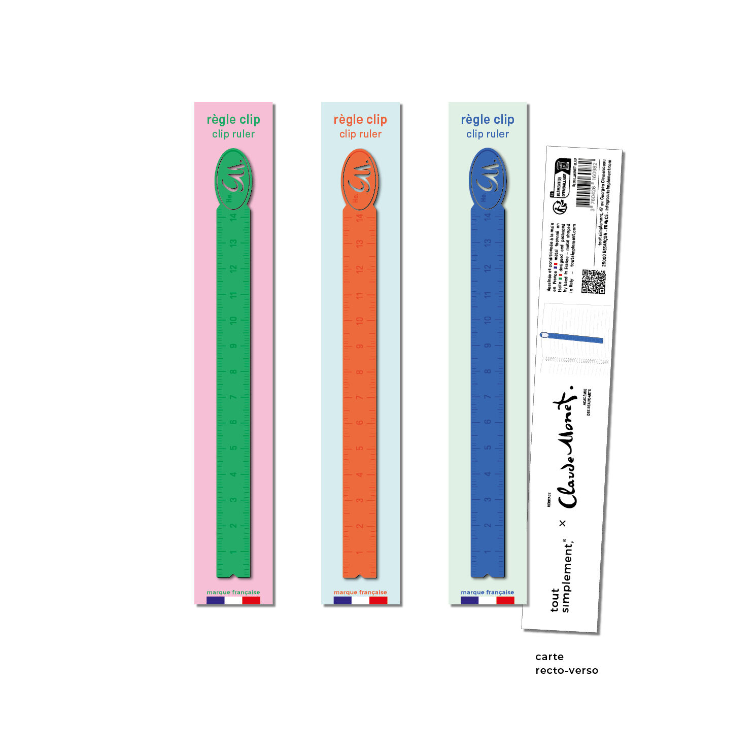 Sortiment von 24 Claude-Monet-Metalllinealen