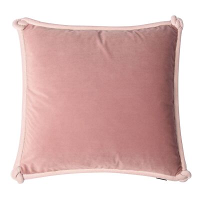 Cuscino in velluto rosso e rosa con profili rosa pallido