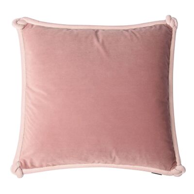 Coussin en velours rouge et rose avec passepoil rose pâle