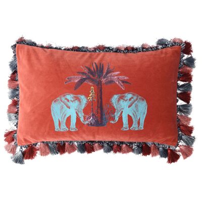 Coussin en velours corail Malabar