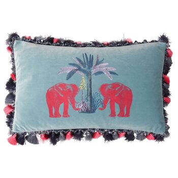 Coussin en velours océan Malabar 1