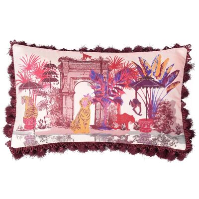 Monkey Temple Silk Cushion