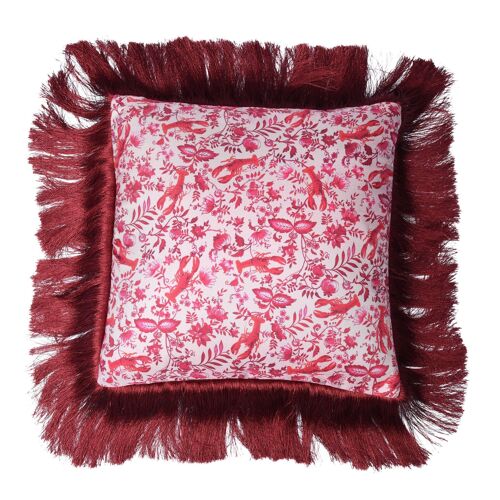 Lobster Chintz Pink Silk Cushion