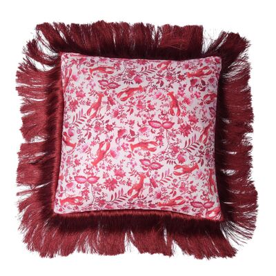 Cuscino in seta rosa chintz aragosta