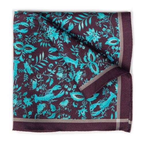 Turquoise Chintz Pocket Square