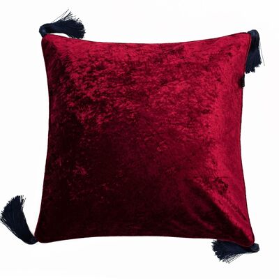 Coussin Velours Argent & Rouge