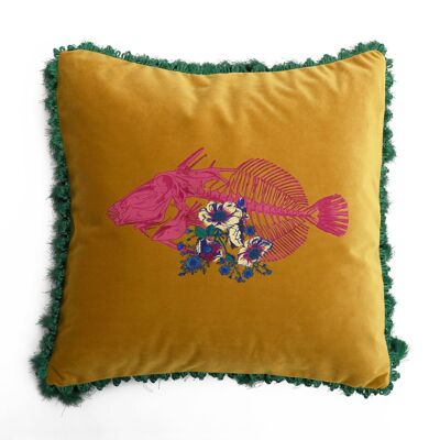 Fish Frida Velvet Cushion