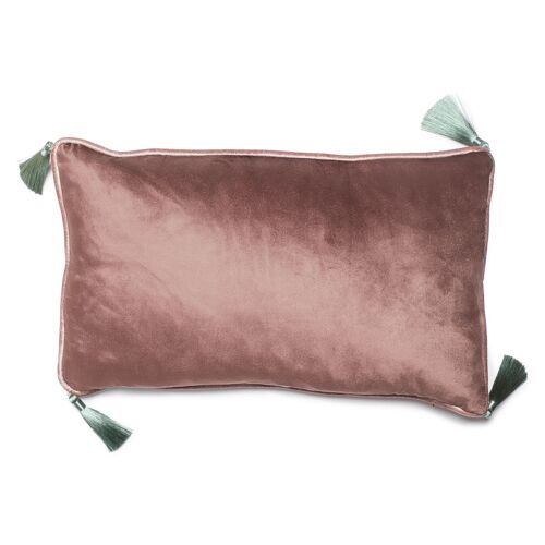 Grey Velvet Rectangular Cushion with Tassels