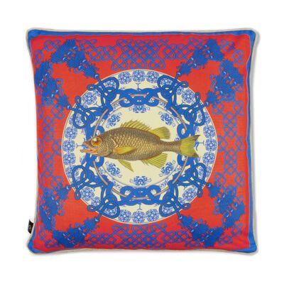 Grand coussin en soie azur Regale