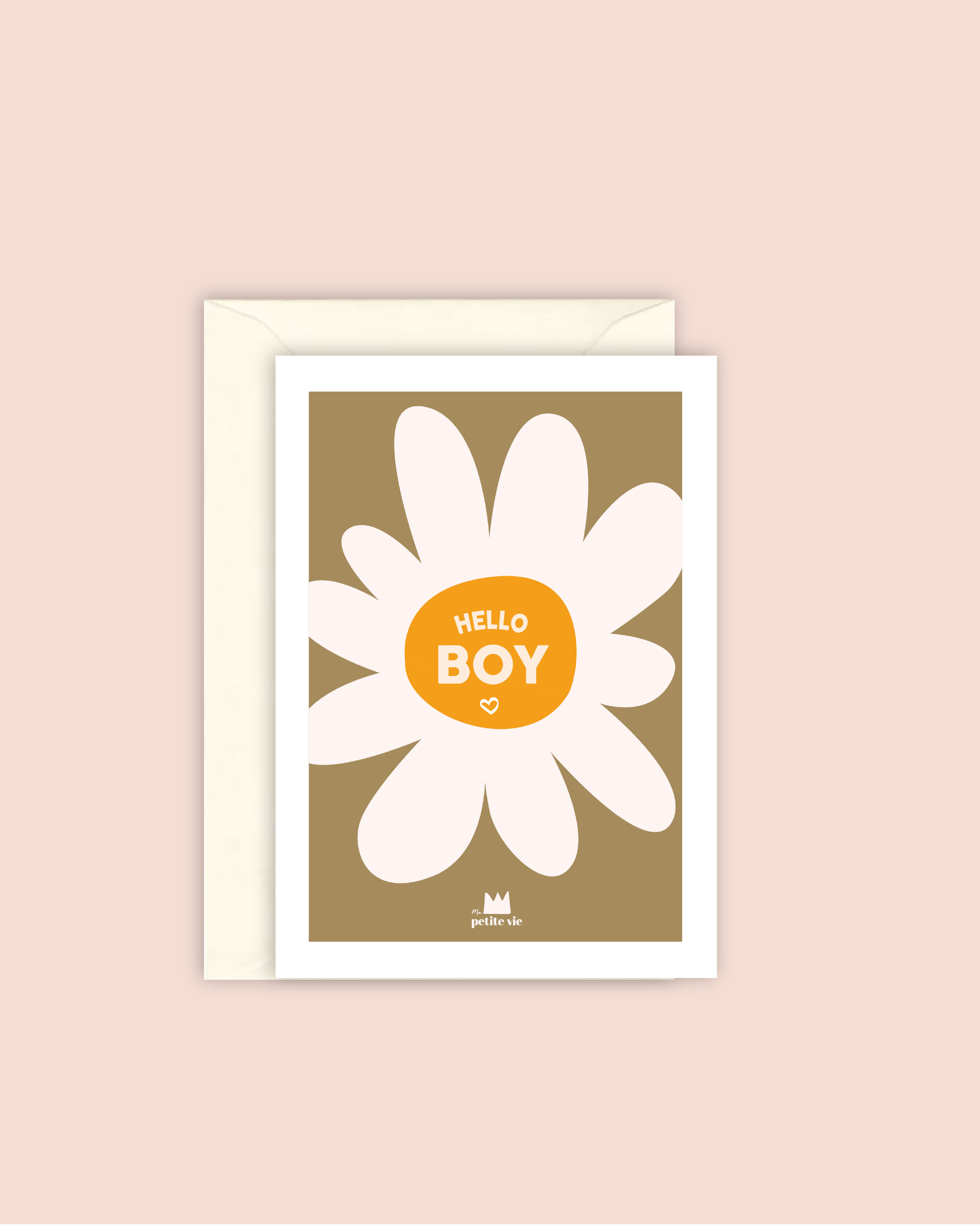 "Birth" card: Hello Boy flower (with envelope)