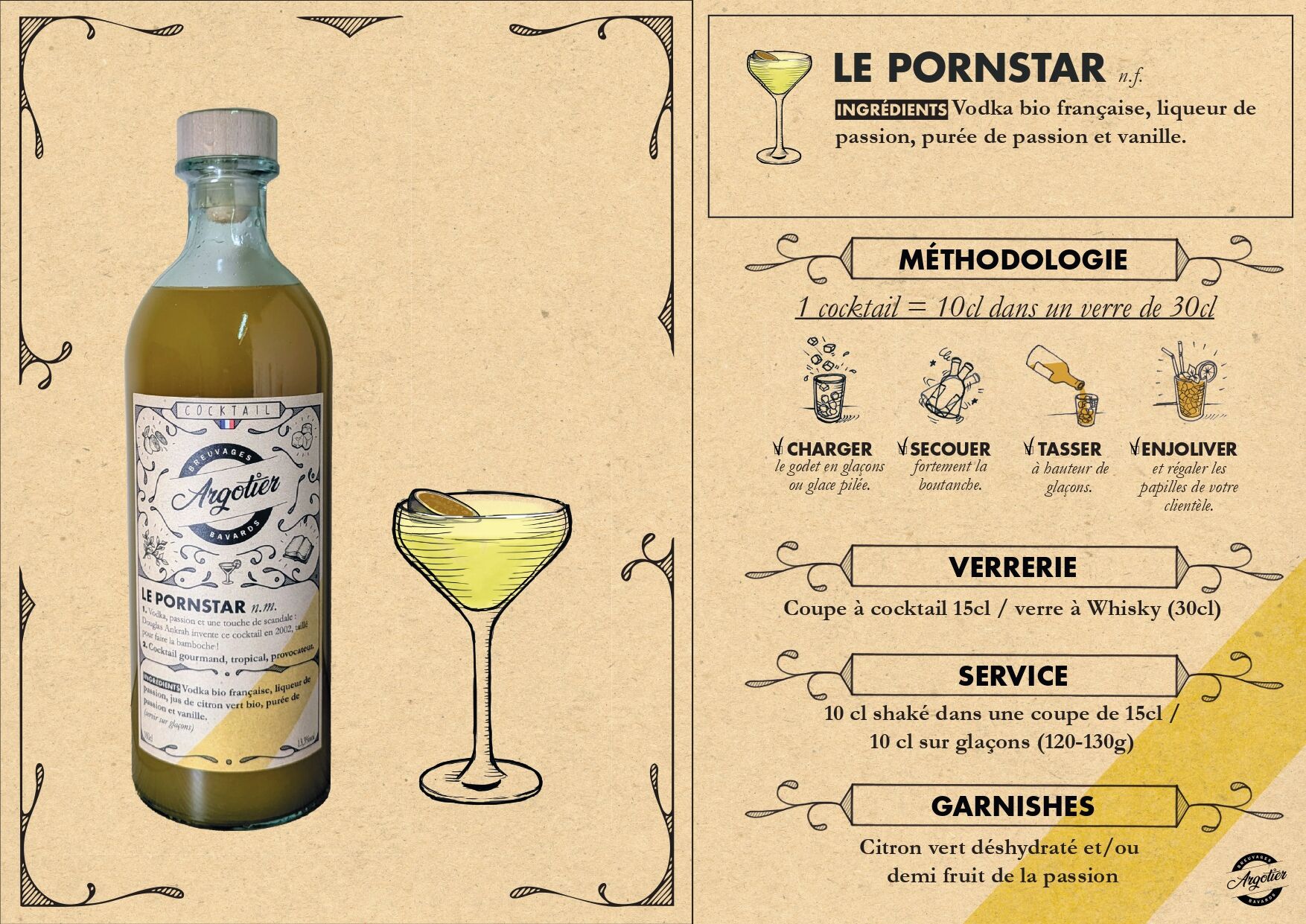 Cocktail artisanal prêt-à-boire (VODKA) - LE PORNSTAR 20CL