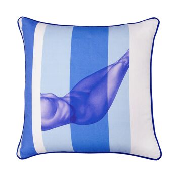 Coussin en coton bleu nude - 18,5" x 18,5" 4