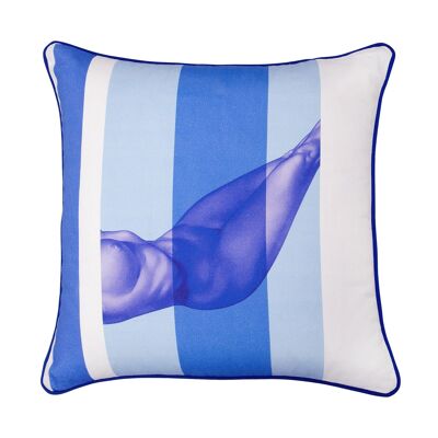 Nude Blue Cotton Cushion - 18.5" x 18.5"
