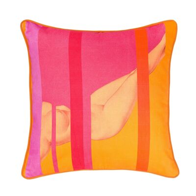 Coussin en coton orange nude