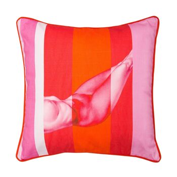 Coussin en coton rose nude - 23,5" x 23,5" 4