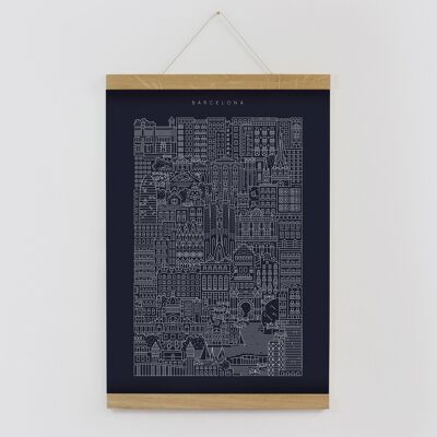 Barcellona A3 Navy Print