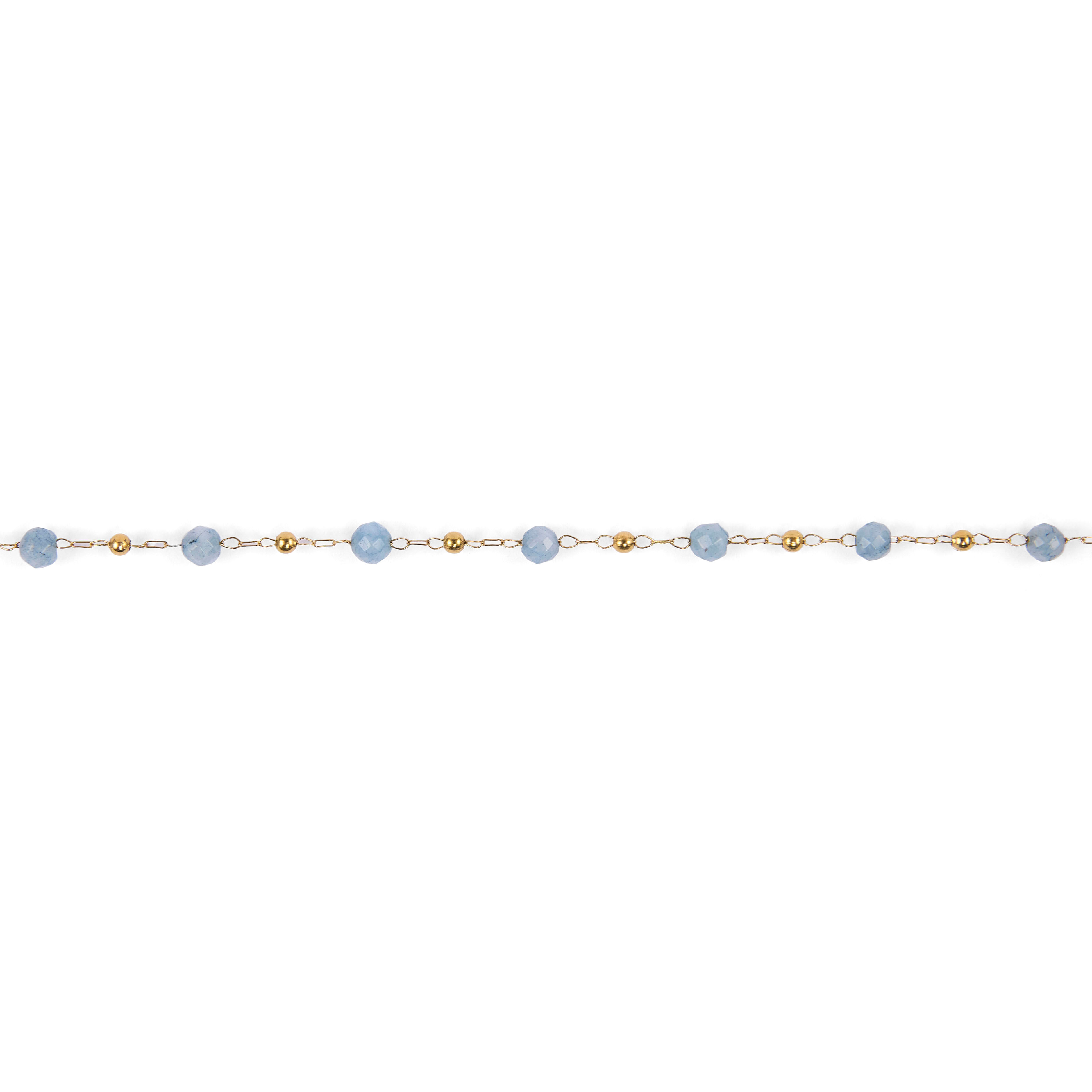 Stainless steel bracelets with faceted dyed agate beads - Blue C theme