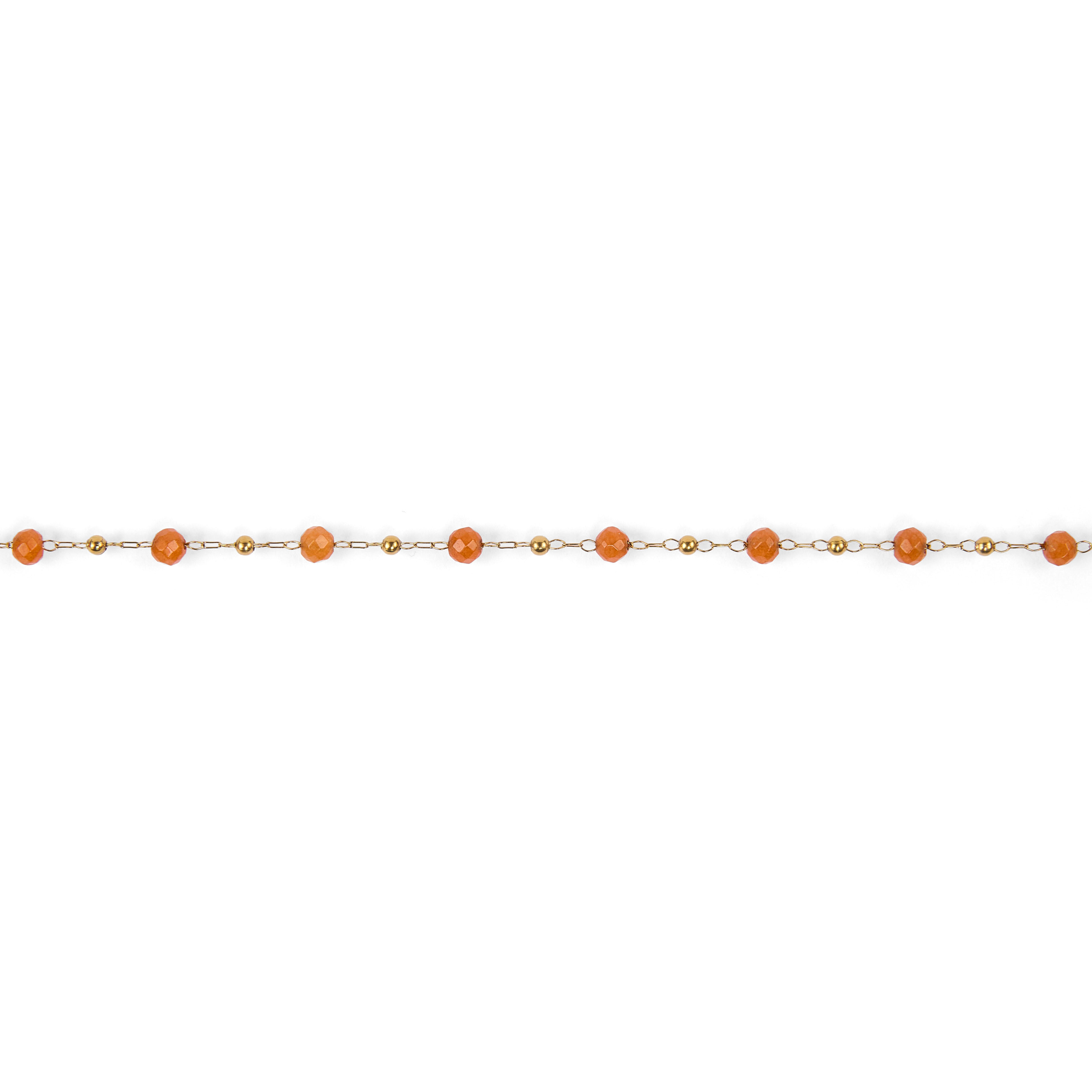 Stainless steel bracelets with faceted dyed agate beads - Orange theme