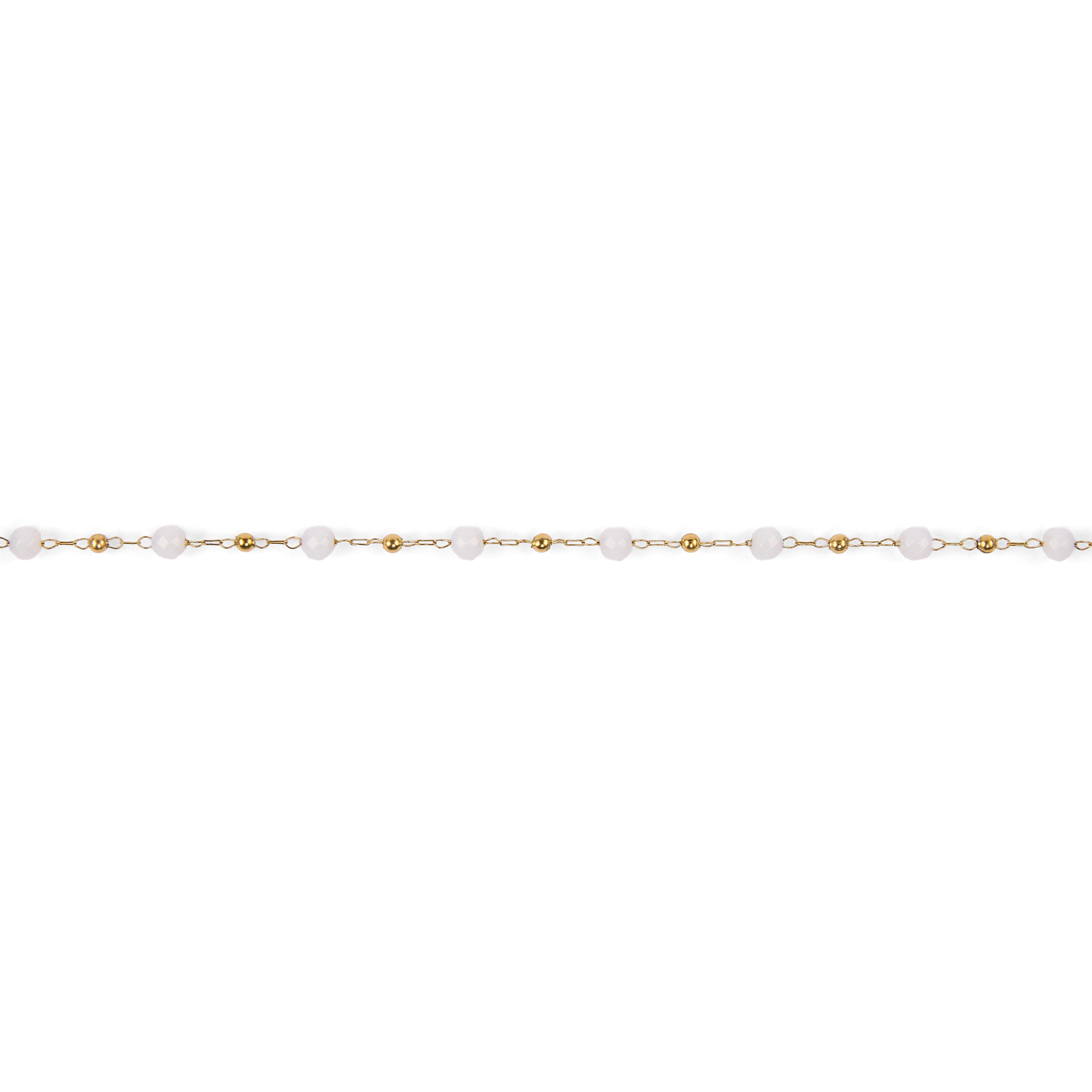 Stainless steel bracelets with faceted dyed agate beads - White theme