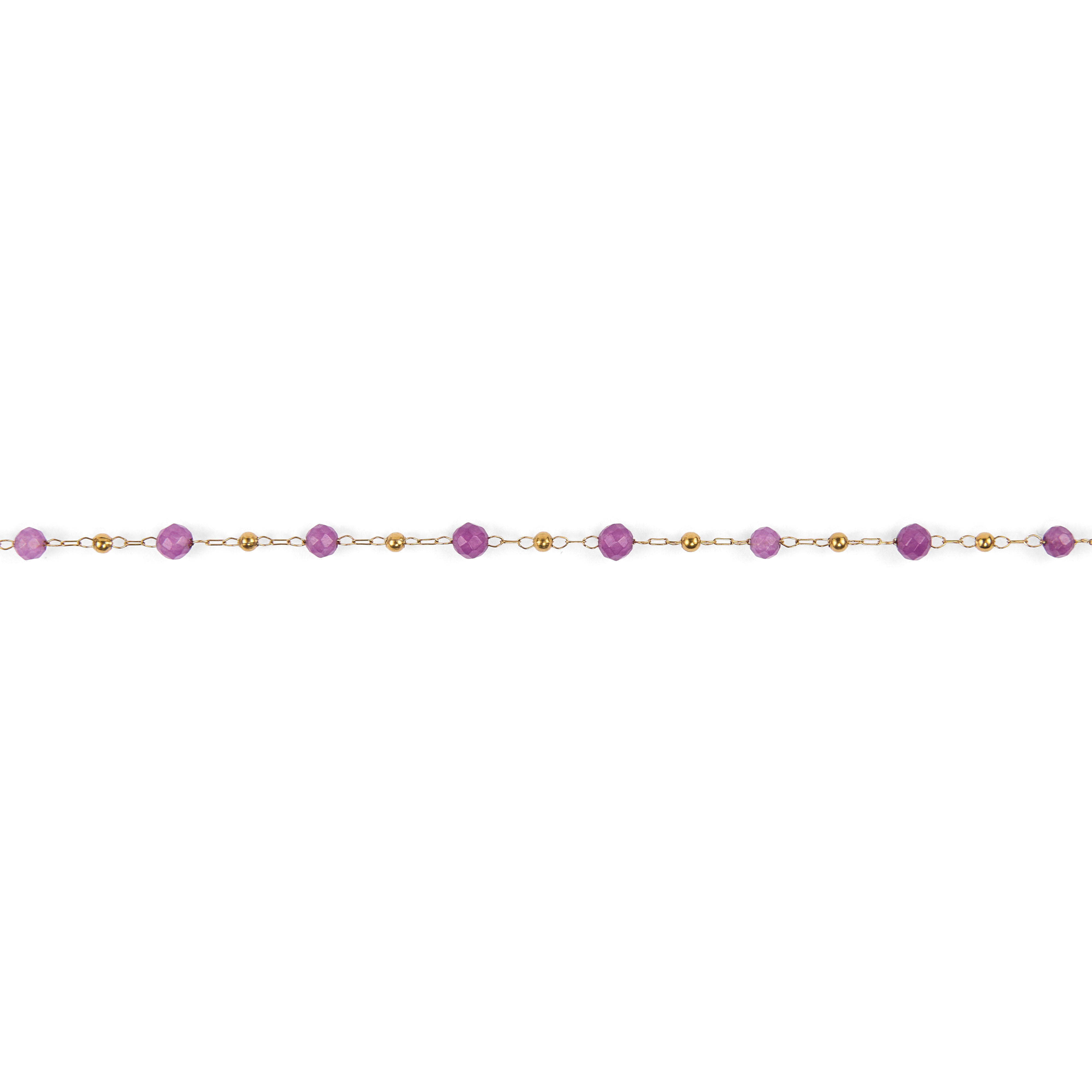 Stainless steel bracelets with faceted dyed agate beads - Purple theme