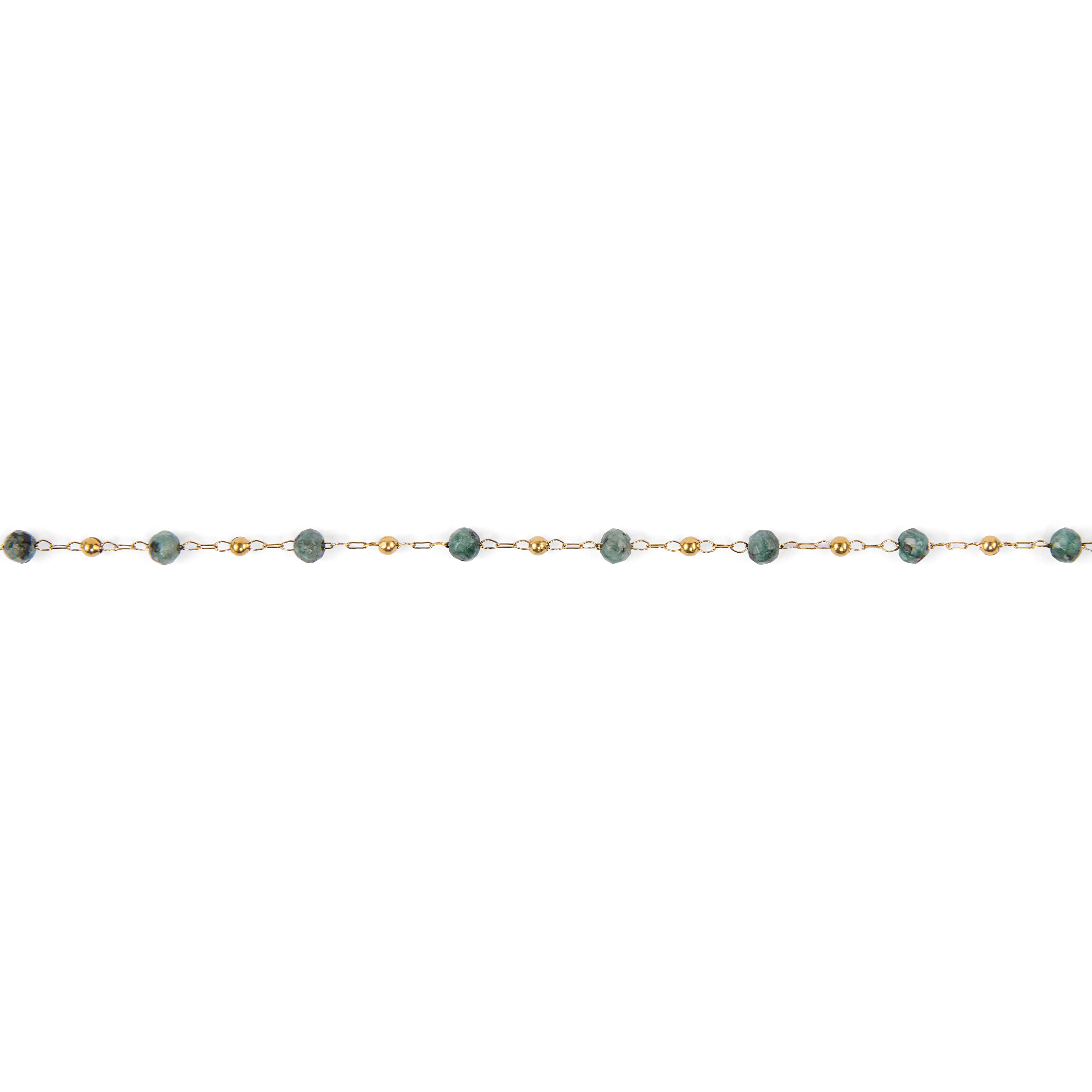 Stainless steel chains with faceted dyed agate beads - Green M theme