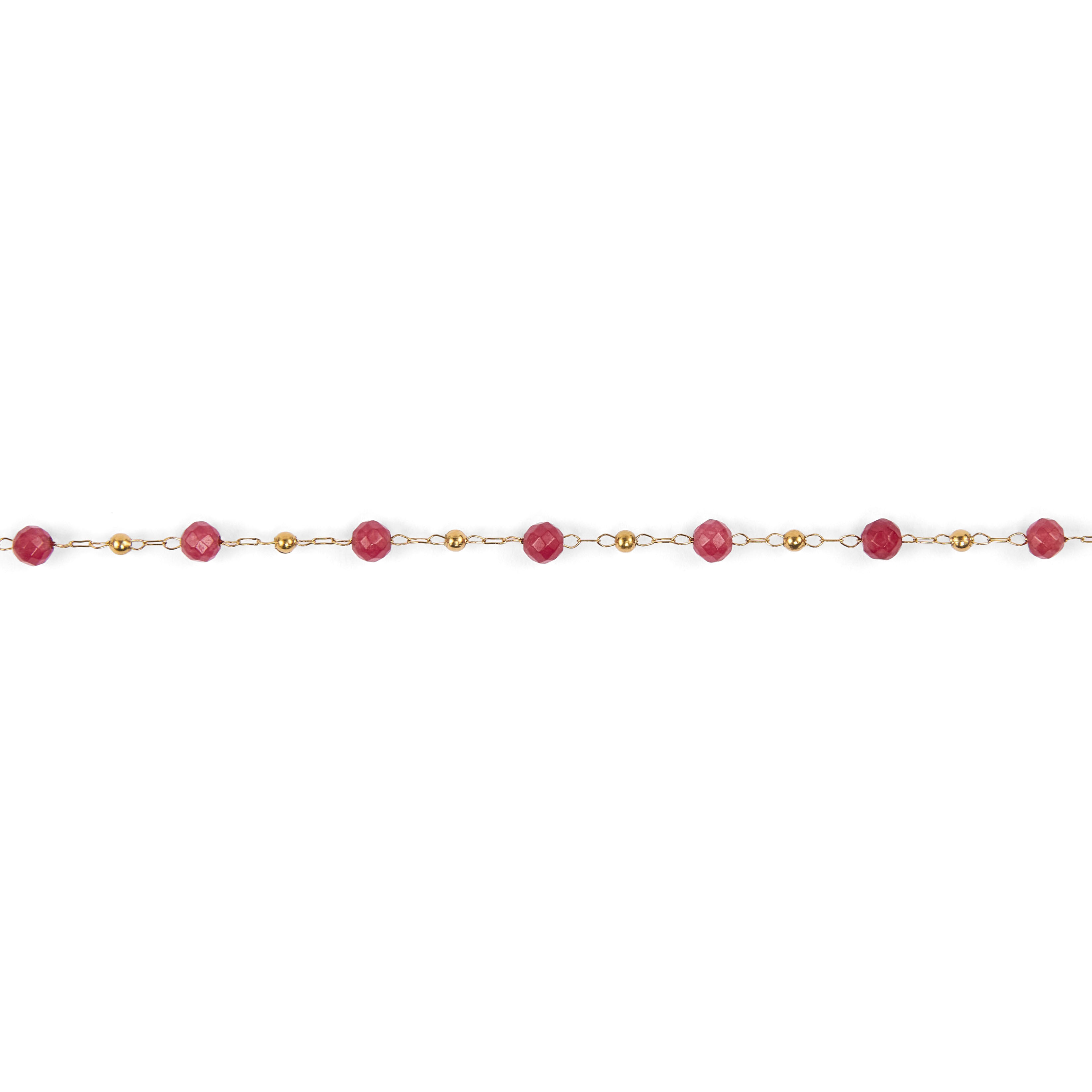 Stainless steel chains with faceted dyed agate beads - Red theme
