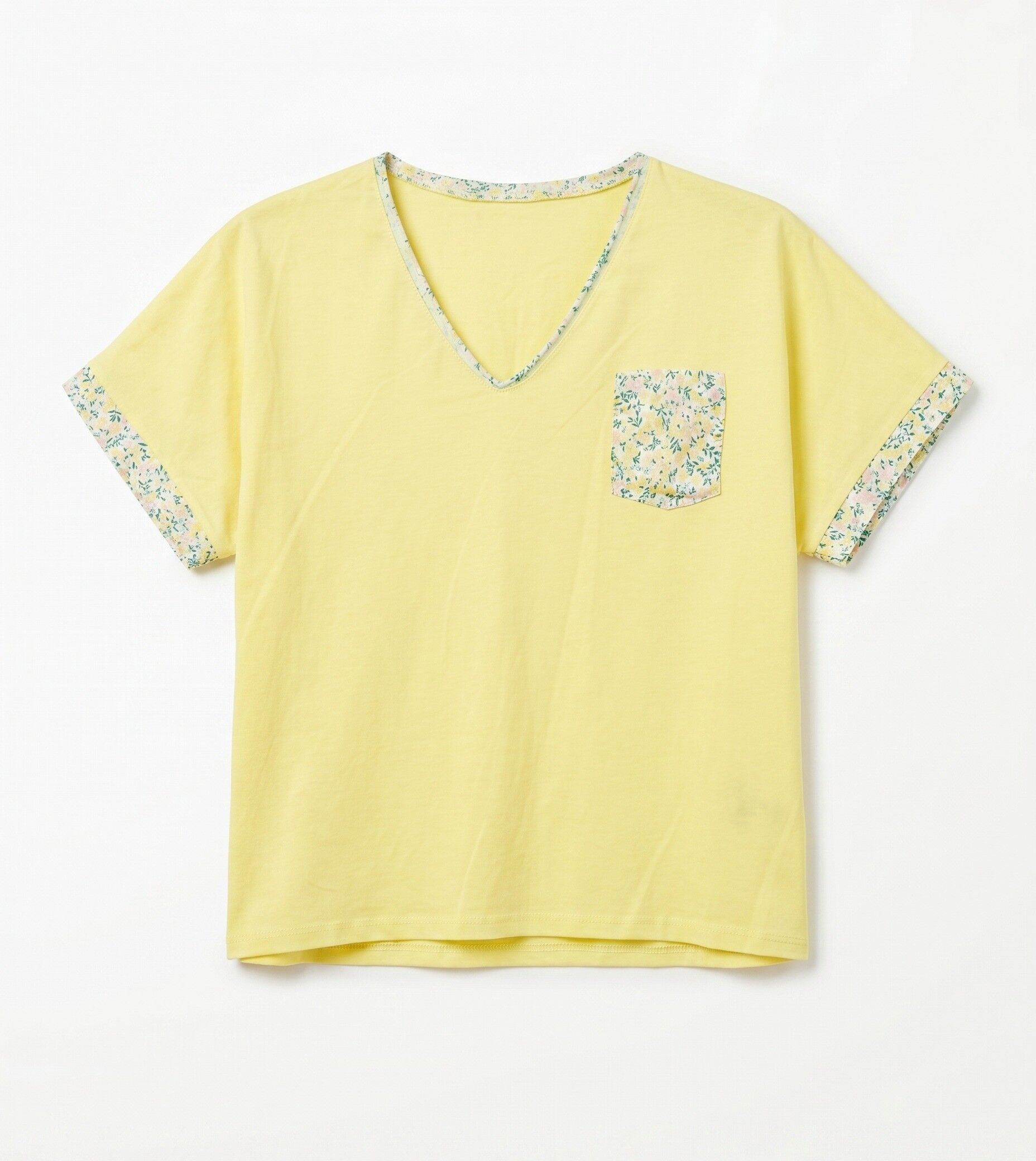 Loose Fit Cotton T-Shirt with Floral Details