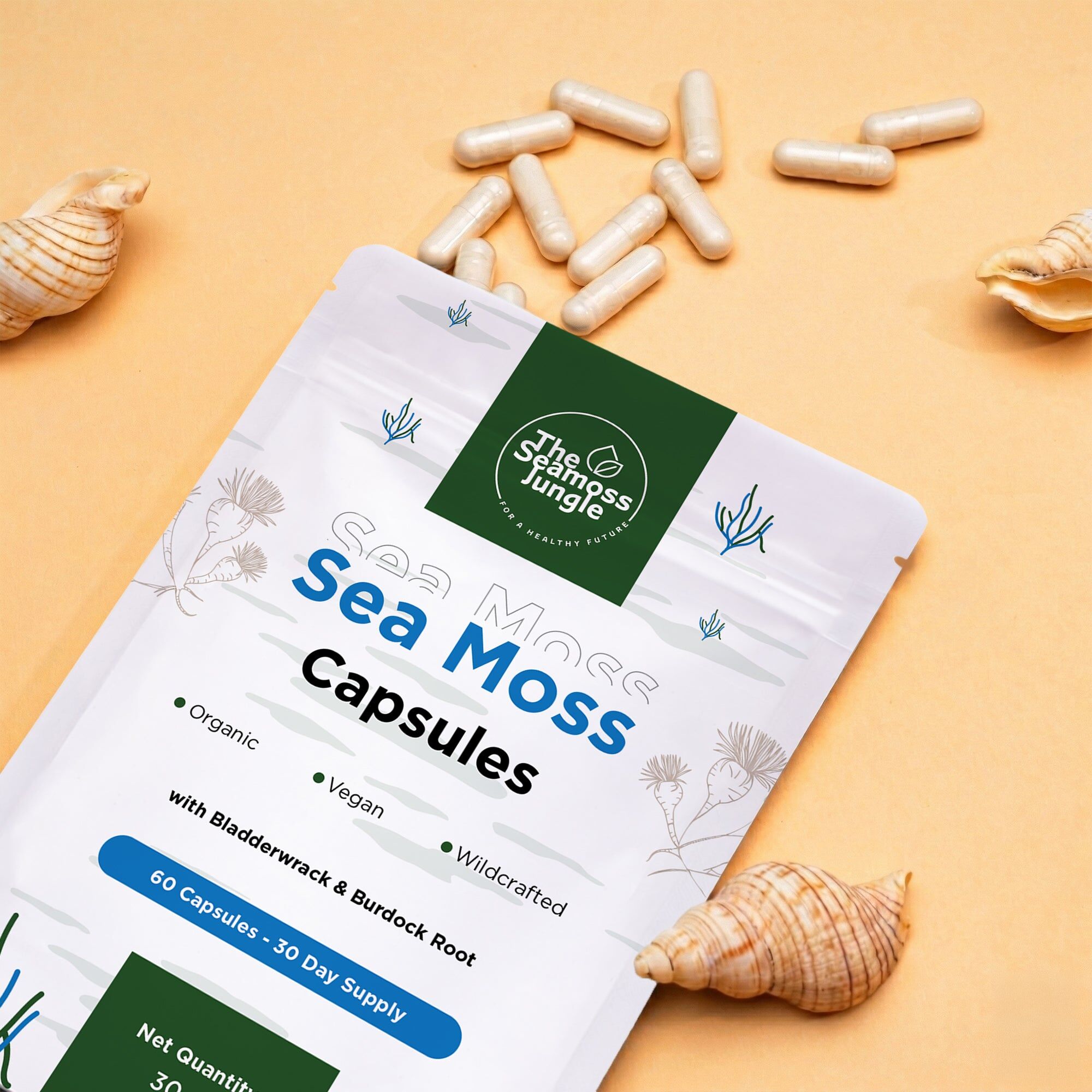Sea Moss Capsules met Bladderwrack & Burdock Root