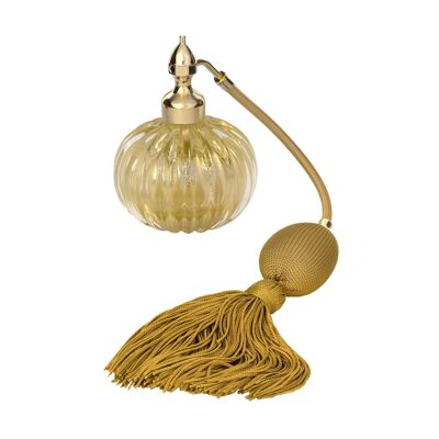 Gold plated fizz ball mount, clear murano glass, onion shape, gold leaf