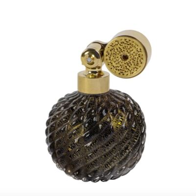Gold plated escale mount, black murano glass, inserted gold leaf