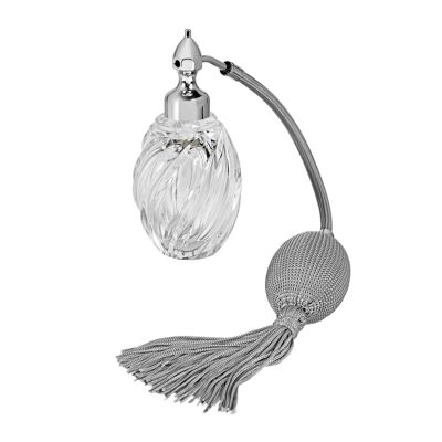 Palladium plated fizz ball mount, oval shape with spiral grooves crystal glass