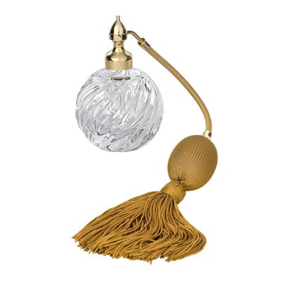 Gold plated fizz ball mount, spiral grooves crystal glass