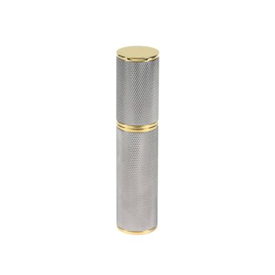 Guilloche purse atomizer, palladium plated, barley grain design