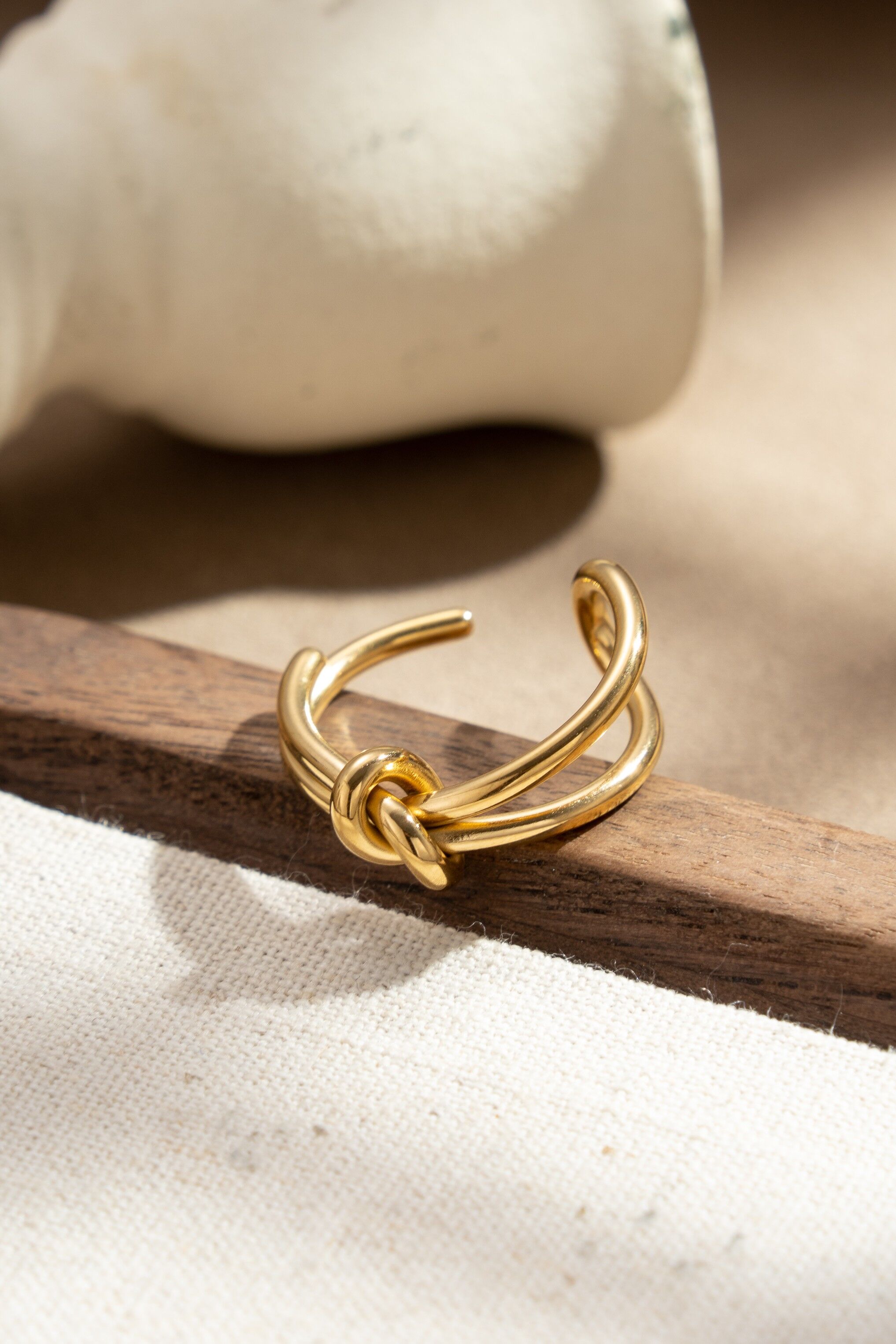 Minimalist stainless steel adjustable open knot ring