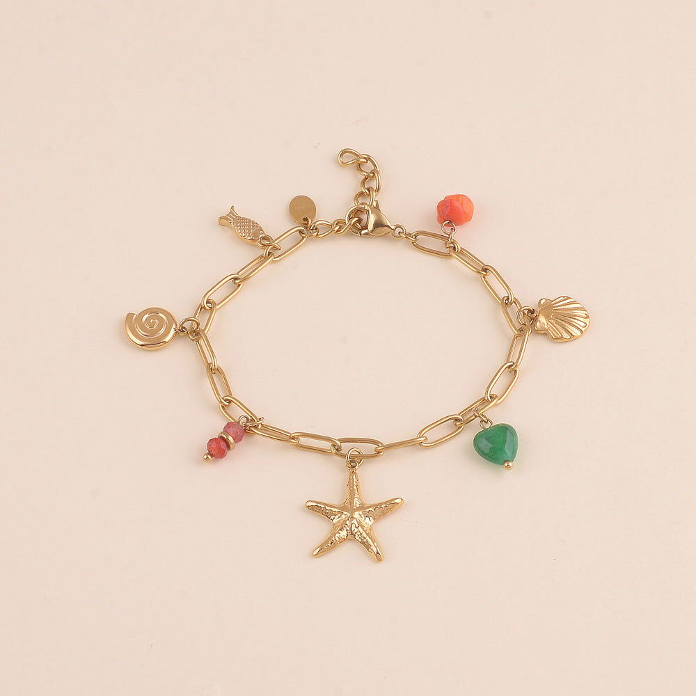Bracelet - pierres naturelles, coquillages, étoile de mer