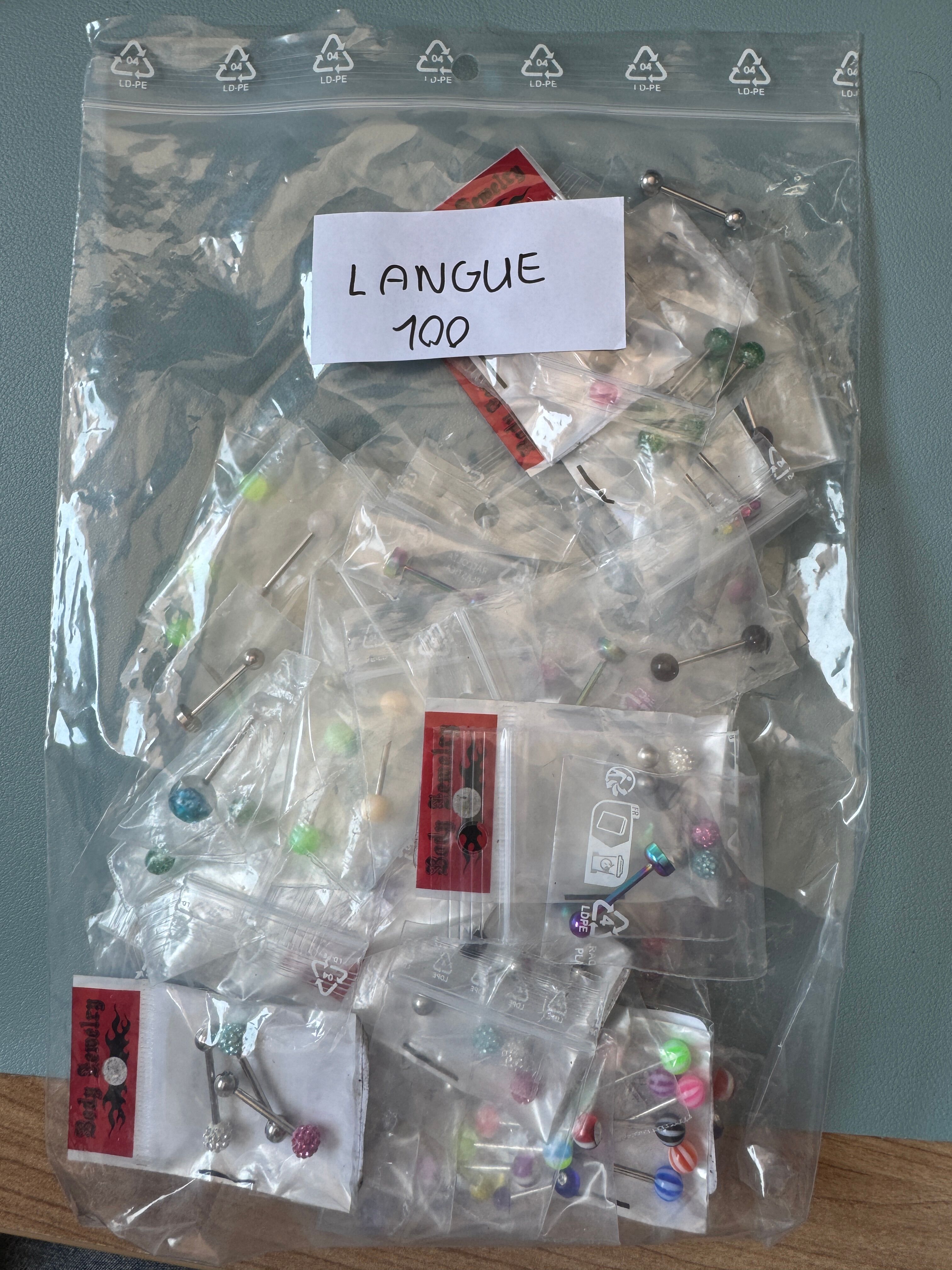 CLEARANCE SALE - Pack of 100 Surgical Steel Tongue Piercings