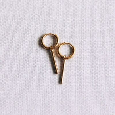 Stainless steel creoles with bar - gold